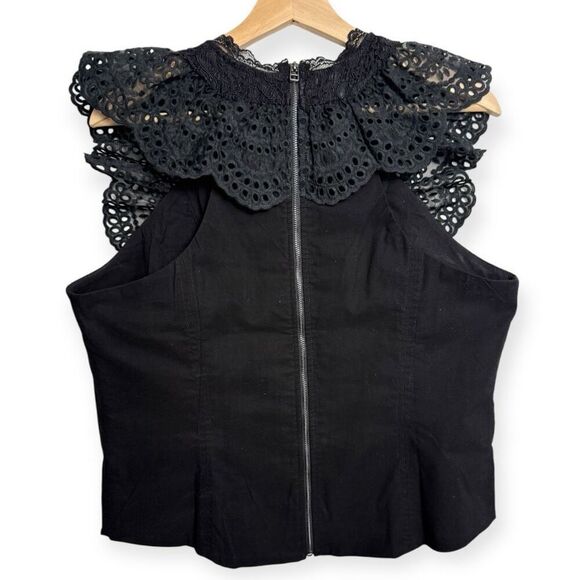 By Anthropologie Eyelet Ruffle Black Bib Tank - Picture 6 of 8